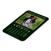 Green & Gold Foto Kalender Rette unsere Hochzeit Magnet (Linke Seite)