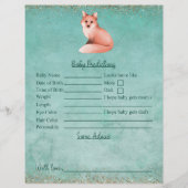 Green Gold Fox Baby Dusche Vorhersagen und Ratschl (Vorderseite)