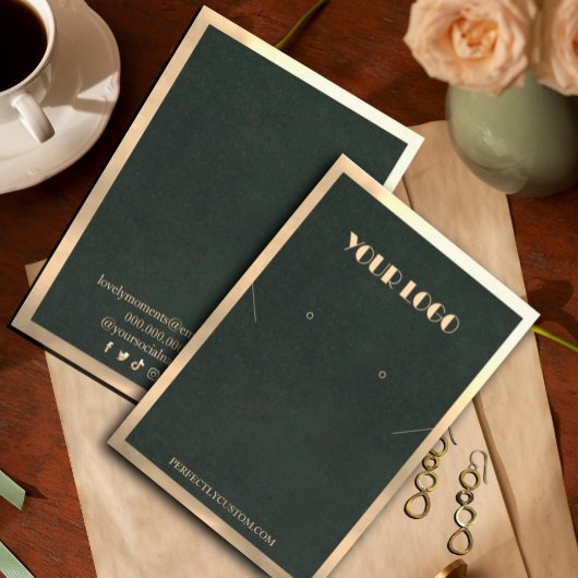 Green Gold Frame Moderne Halsketten Ohrringe Visitenkarte
