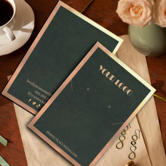 Green Gold Frame Moderne Halsketten Ohrringe Visitenkarte