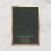 Green Gold Frame Moderne Halsketten Ohrringe Visitenkarte (Rückseite)