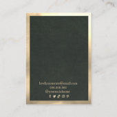 Green Gold Frame Moderne Halsketten Ohrringe Visitenkarte (Rückseite)