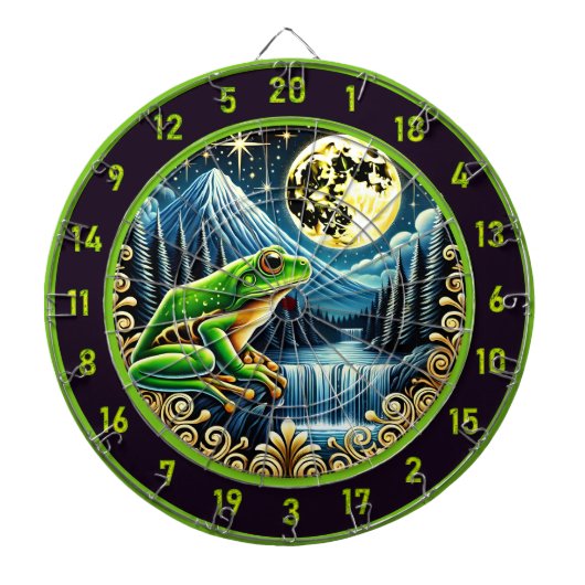 Green Gold Frog Shines unter dem Mond Dartscheibe (vorne)