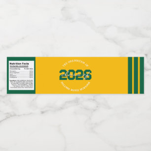 Green & Gold Gelb Abschluss Wasserflaschen Etikett