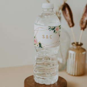 Green & Gold Geometric Water Flasche Label Wasserflaschenetikett