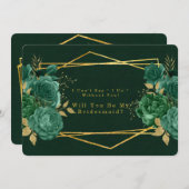 Green & Gold Geometric werden Sie meine Bridesmaid Einladung (Vorne/Hinten)