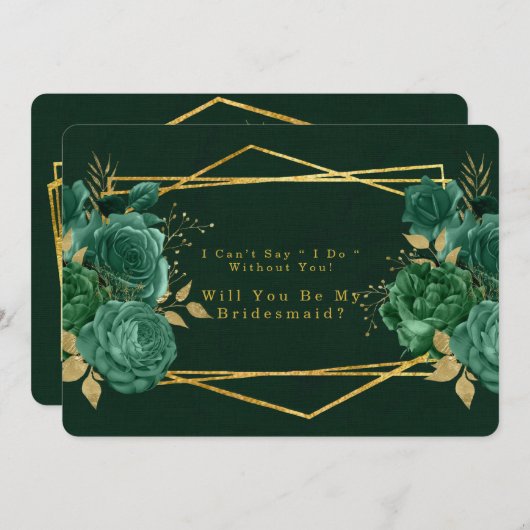Green & Gold Geometric werden Sie meine Bridesmaid Einladung (Vorne/Hinten)