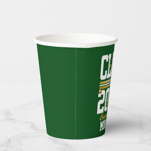 Green|Gold Geschlossen Class Year Paper Cups Pappbecher (Rechts)