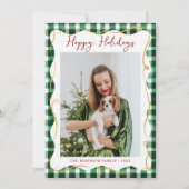 Green Gold Gingham Pattern Weihnachten 1 Foto (Vorderseite)