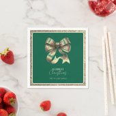 Green Gold Glitter Bow Weihnachtsbuch Napkin Serviette (Beispiel)