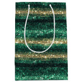 Green Gold Glitter Christmas Mittlere Geschenktüte (Vorderseite)