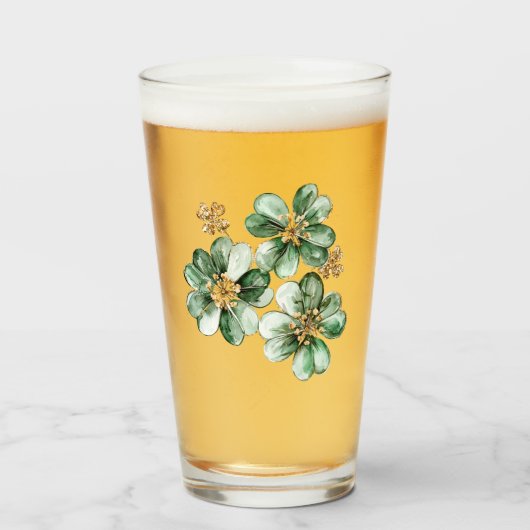 Green Gold Glitter Shamrock St. Patrick's Day Glas (Vorne (Gefüllt))