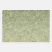 Green Gold Glitz Sparkle Streifen Leopard Geschenkpapier Set (Vorderseite 2)
