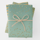 Green Gold Glitz Sparkle Streifen Leopard Geschenkpapier Set (Beispiel)