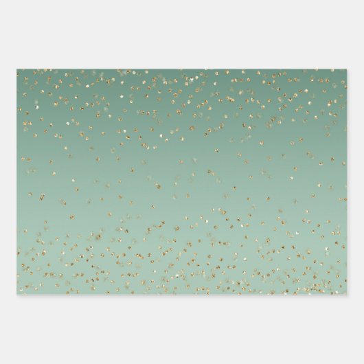 Green Gold Glitz Sparkle Streifen Leopard Geschenkpapier Set (Vorderseite)