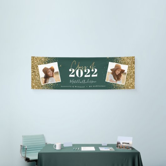 Green Gold Glitzer 2 Foto Klasse Abschluss Banner (Messeveranstaltung)