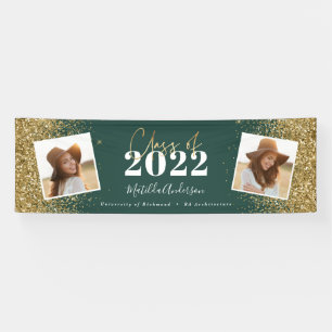 Green Gold Glitzer 2 Foto Klasse Abschluss Banner