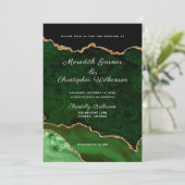 Green Gold Glitzer Agate Geode Wedding Einladung (Stehend Vorderseite)