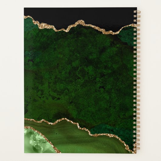 Green Gold Glitzer Agate Wedding Planner Planer (Rückseite)