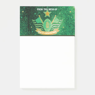 Green Gold Glitzer American Football Coach Vathers Post-it Klebezettel