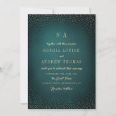 Green Gold Glitzer Ausgeklügelte Monogram Hochzeit Einladung (Vorderseite)