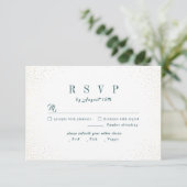 Green Gold Glitzer Ausgeklügelte Monogram Hochzeit RSVP Karte (Stehend Vorderseite)