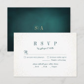 Green Gold Glitzer Ausgeklügelte Monogram Hochzeit RSVP Karte (Vorne/Hinten)