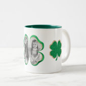 Green & Gold Glitzer Closing Foto Zweifarbige Tasse (VorderseiteRechts)