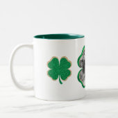 Green & Gold Glitzer Closing Foto Zweifarbige Tasse (Links)