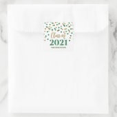 Green Gold Glitzer Confetti Abschluss 2021 Quadratischer Aufkleber (Tasche)