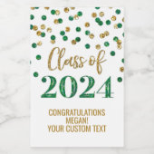 Green Gold Glitzer Confetti Abschluss Weinetikett (Einzelnes Label)