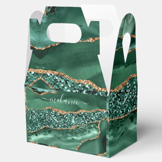 Green Gold Glitzer Emerald Individuelle Name Gesch Geschenkschachtel (Geöffnet)