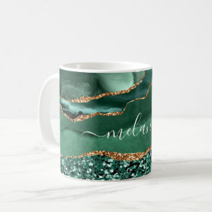 Green Gold Glitzer Emerald Individuelle Name Kaffe Kaffeetasse