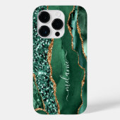 Green Gold Glitzer Emerald Your Name iPhone Case (Rückseite)