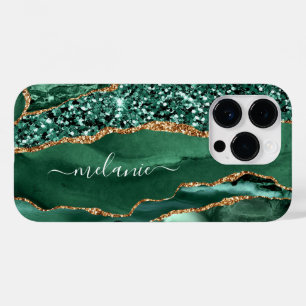 Green Gold Glitzer Emerald Your Name iPhone Case