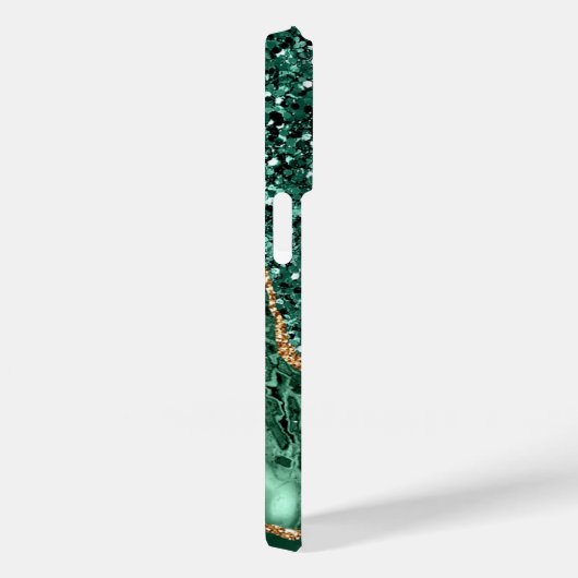 Green Gold Glitzer Emerald Your Name iPhone Case (Rückseite / Rechts)