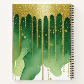 Green Gold Glitzer Girl Monogram Name Notizblock (Rückseite)