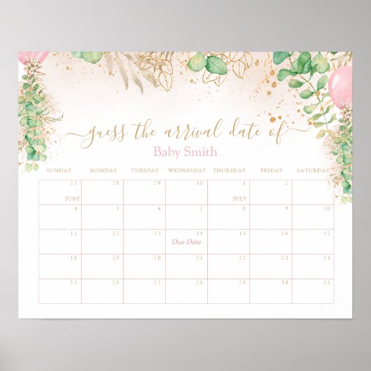 Green Gold Glitzer Guess Baby Anreisedatum Poster (Vorne)