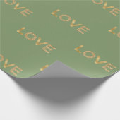 Green Gold Glitzer Liebe Geschenkpapier (Ecke)