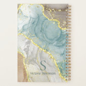 Green Gold Glitzer Marble Geode Monogram Planner Planer (Rückseite)