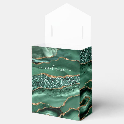 Green Gold Glitzer Marble Individuelle Name Gesche Geschenkschachtel (Geöffnet)