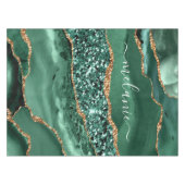 Green Gold Glitzer Marble Individuelle Name Tablec Tischdecke (Vorderseite (Horizontal))