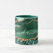 Green Gold Glitzer Marble Individuelle Name Tasse (Zentrum)