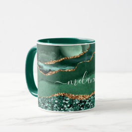 Green-Gold-Glitzer-Marmor-Tasse mit Individuelle N Tasse