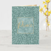 Green Gold Glitzer Peace Karte (Gelbe Blume)