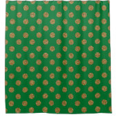 Green Gold Glitzer Polka Dot Pattern Trendy Duschvorhang (Vorderseite)