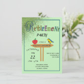 Green Gold Glitzer & Red Apple Happy Retirement Einladung (Stehend Vorderseite)