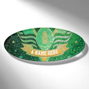 Green & Gold Glitzer School Football Team Sports Namenschild