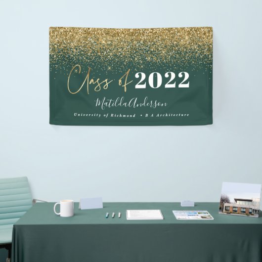 Green Gold Glitzer Skriptklasse des Abschlusses Banner (Messeveranstaltung)