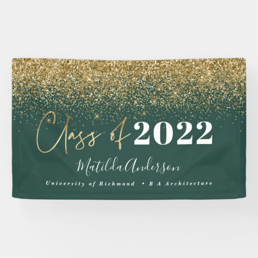 Green Gold Glitzer Skriptklasse des Abschlusses  Banner (Horizontal)